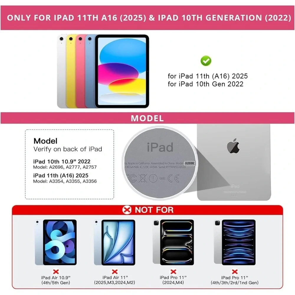 Azalea Red iPad 11th 10th Gen Keyboard Case‎ with Backlit Keys & Touch Trackpad